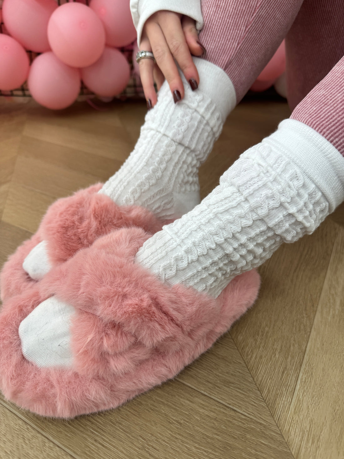 Pantofola in pelliccia rosa